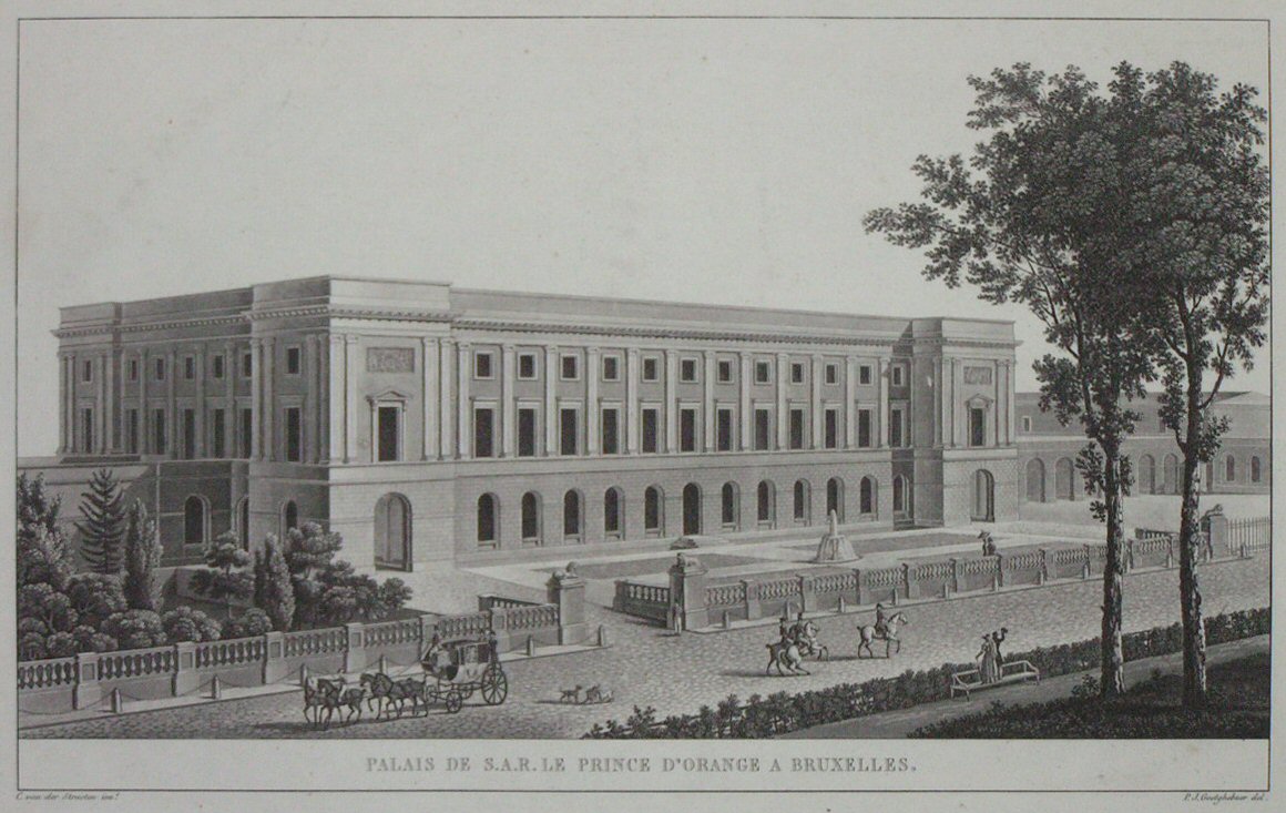 Aquatint - Palais de S.A.R. le Prince d'Orange a Bruxelles. - Goetghebuer